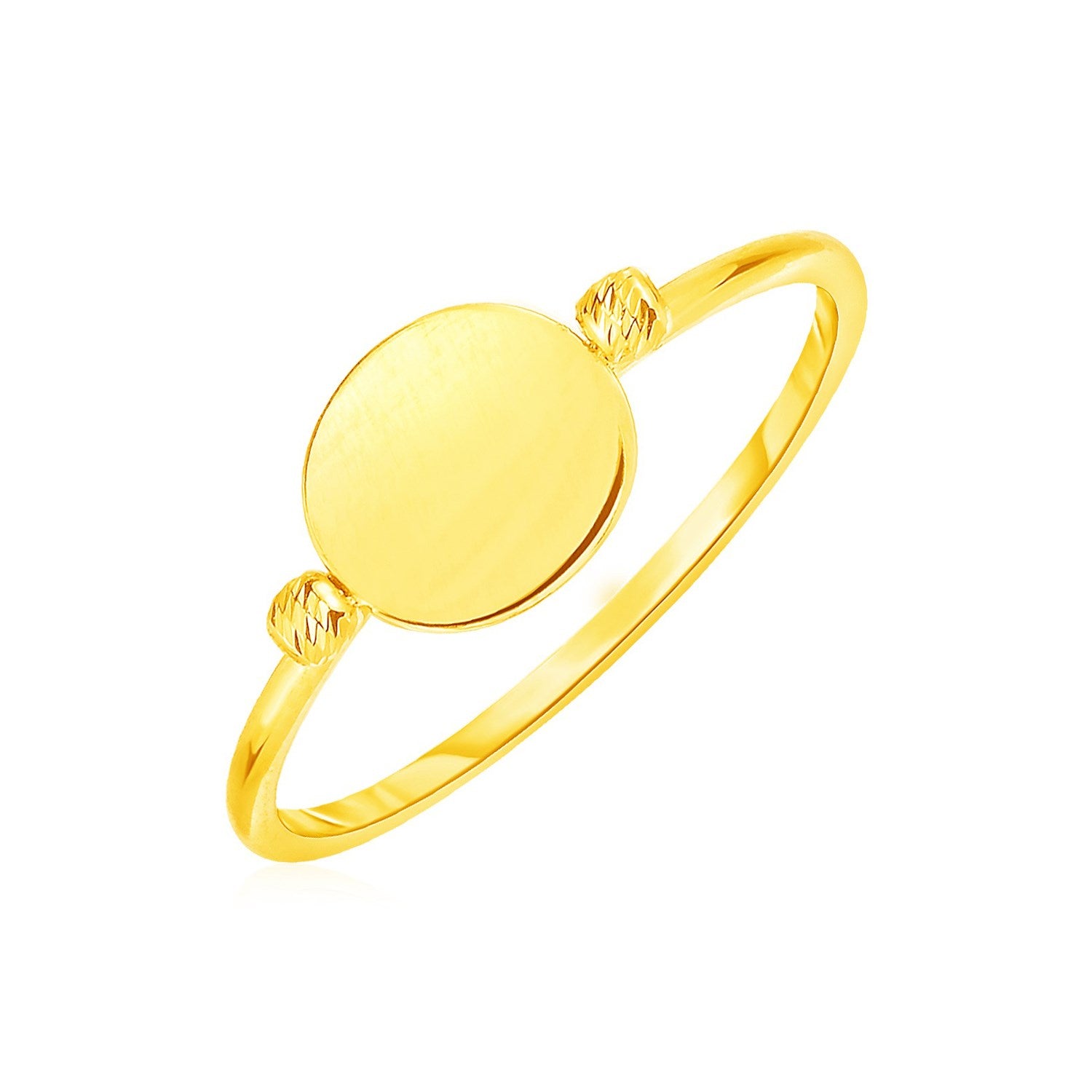 14k Yellow Gold Ring with Polished Oval in a sleek high-contrast midnight luxury editorial style